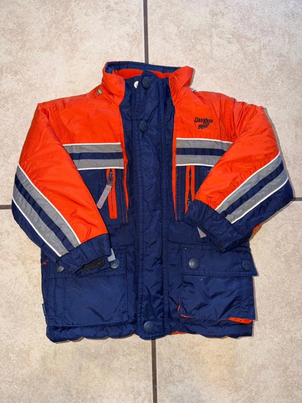 OshKosh B'gosh Navy and Orange Kids Puffer Coat